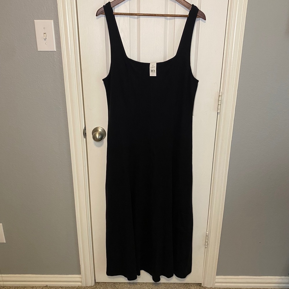 LOFT Black Midi Tank Dress